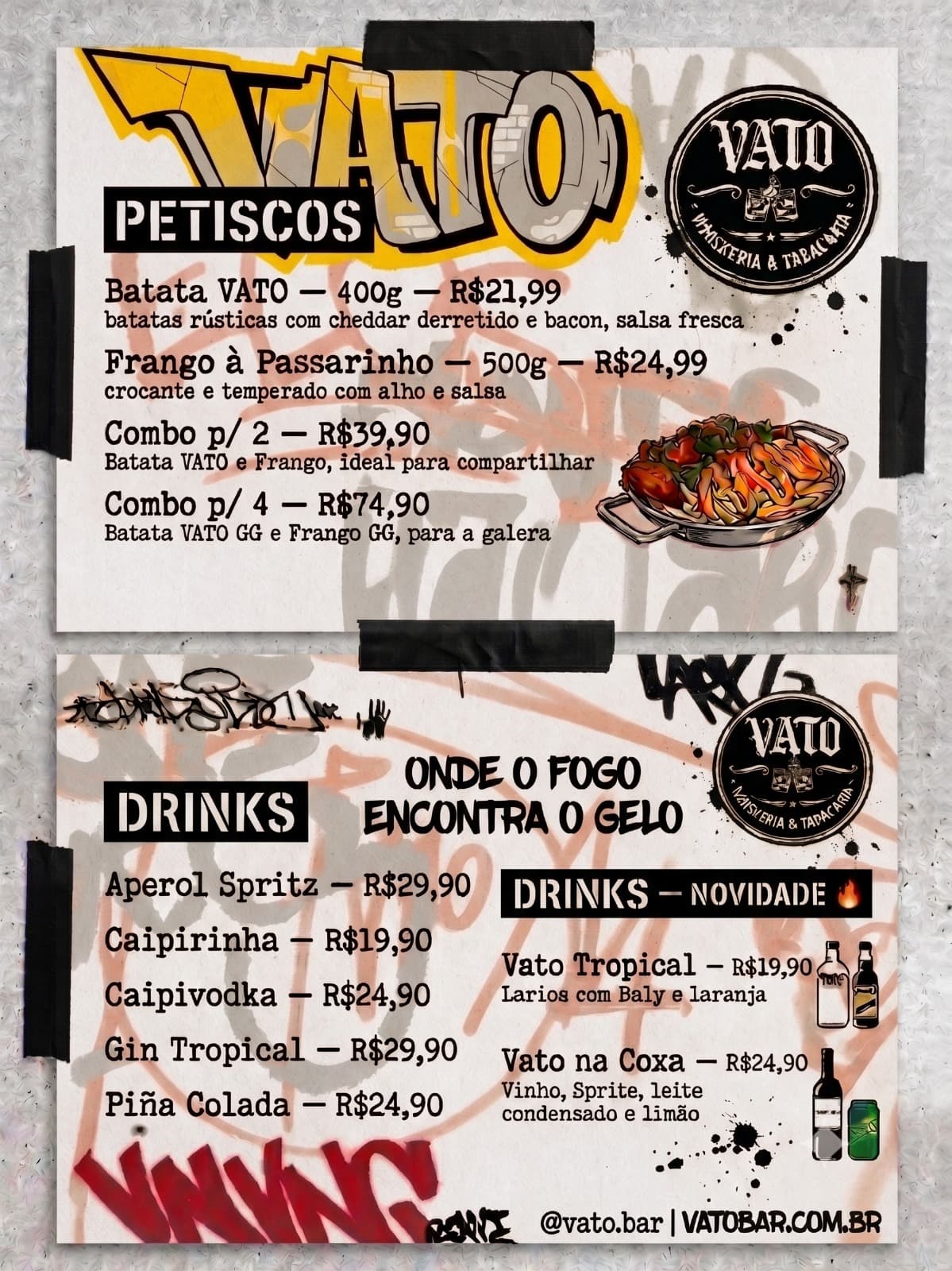 Cardápio Vato Bar — petiscos e drinks